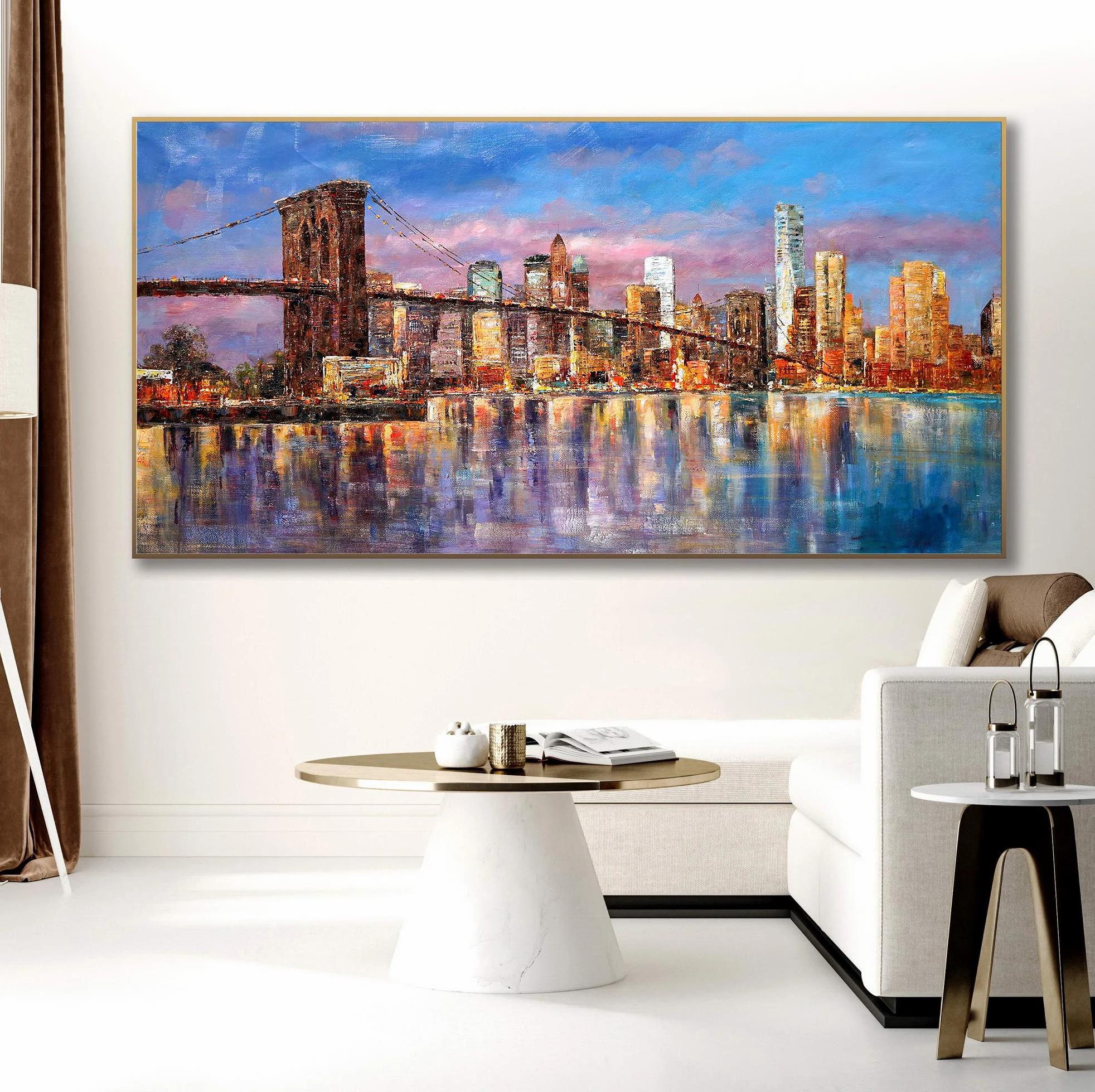 New York Manhattan Brooklyn Bridge NYC Skyline 2 cityscape urban Oil Paintings